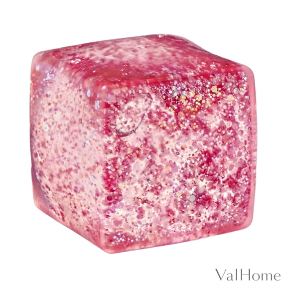 ValHome Squish Sugar Cube Toy - 3" Glitter Candy Cube Squeeze Toy, Soft Stretch Sensory Fidget Cube for Stress Relief - Party Favor Colorful Candy Style Stress Relief Toy for Kids (Cherry Red)
