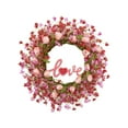 thumbnail image 1 of ValHome Valentine's Day Wreath with Wooden Love Sign - 22" Artificial Pink Rose & Wildflower Heart Wreath - Valentine Wreath for Front Door, Wall, Wedding, Anniversary & Romantic Gifts for Lover, 1 of 9