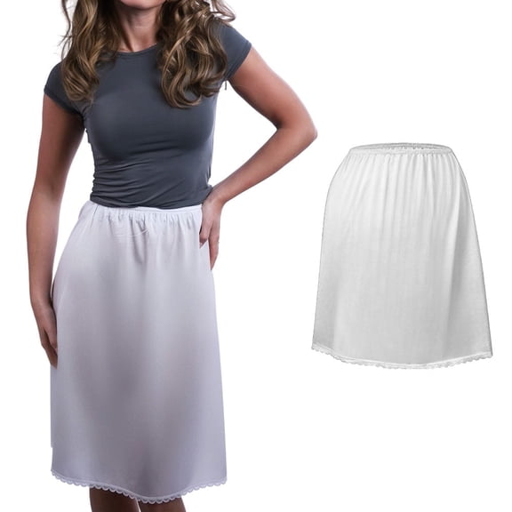 Valair Classic Short and Long Half Slip Skirt for Ladies and Girls - Slight Flair - Anti Static - Ranges 14" To 34" Length
