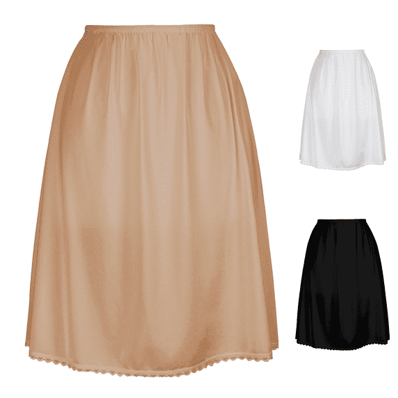 Valair Classic Short and Long Half Slip Skirt for Ladies and Girls - Slight Flair - Anti Static - Ranges 14" To 34" Length