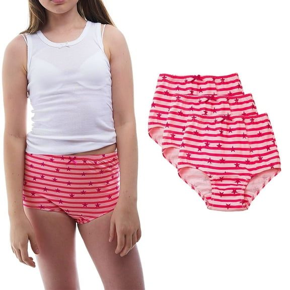 Valair Kids' Cotton Underwear Panties 3-Pack - Soft, Full-Cut Briefs for Little and Teen Girls
