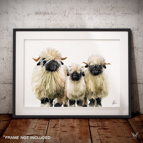 Valais Blacknose Sheep Art Prints - Sheep Prints - Swiss Valais Blacknose Sheep 8x12 UNFRAMED