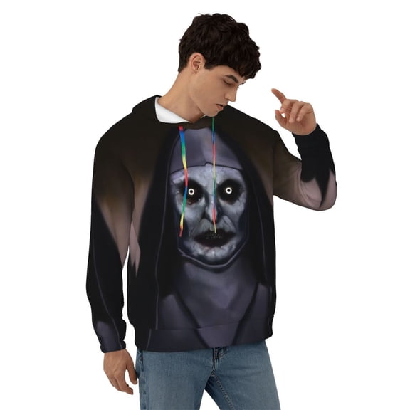 Valak Hoodie Lightweight Pullover Halloween Graphic Hooded Sweatshirt for Women Men with Pocket Small