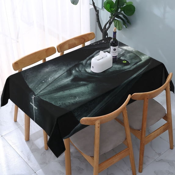 Horror Beauty Tablecloth Halloween Rectangle Versatile Stylish Table Cover for Party Picnic Dinner Decor 54x54in