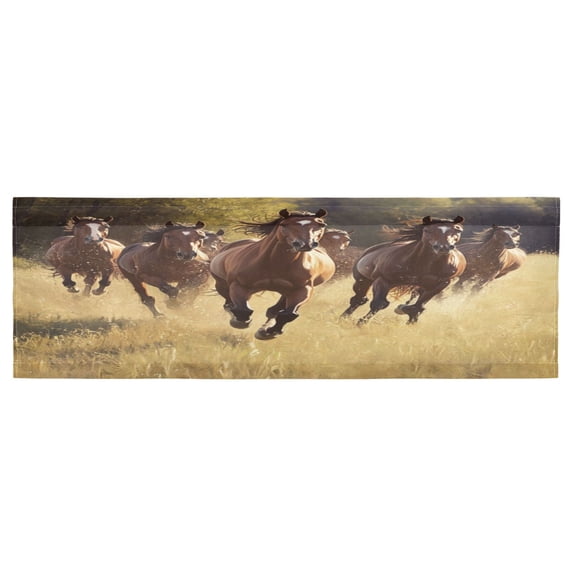 Valance 54x18In Kitchen Curtain Living Room Curtain Bedroom Curtain Balcony Door Curtain Utility Room Curtain A Herd Of Running Horses