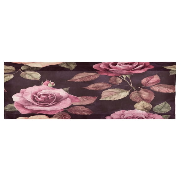Valance 54x18In Kitchen Curtain Living Room Curtain Bedroom Curtain Balcony Door Curtain Utility Room Curtain Maroon Roses Seamless