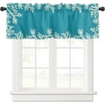thumbnail image 1 of Valance Coral Beach Curtains for Kitchen Window Aqua Ocean Theme Teal Blue Light Filtering Rod Pocket Valances Window Treatment for Bathroom Dining Room, 1 of 4