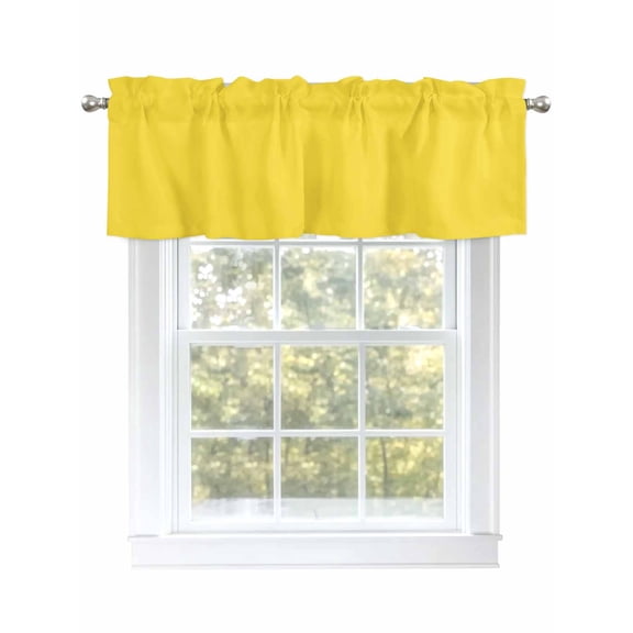 Valance Curtain Bright Yellow Kitchen Curtain for Window Solid Color Rod Pocket Curtain Valance Window Treatment for Kitchen Bathroom Dining Room 1 Panel 54x18inch