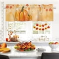 thumbnail image 1 of Valance Curtain for Kitchen, Thanksgiving Fall Maple Leaves Pumpkins Window Valance for Living Room Scroll,Rod Pocket Valances for Bedroom Decor,Window Treatment Valance 1 Panel 18" x 54", 1 of 6