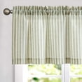 thumbnail image 1 of Valance Curtain Linen Textured Striped Window Curtain for Living Room Light Filtering Ticking Stripe Farmhouse Valance for Kitchen Rod Pocket 1 Panel 16 Inch Sage Green on Linen 1 Panel, 1 of 8