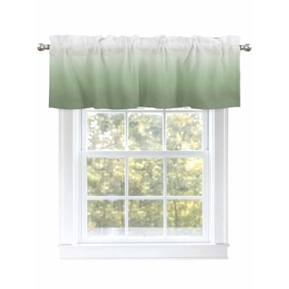 Valance Curtain Ombre Sage Green Kitchen Curtain for Window Gradient Color Rod Pocket Curtain Valance Window Treatment for Kitchen Bathroom Dining Room 1 Panel 54x18inch