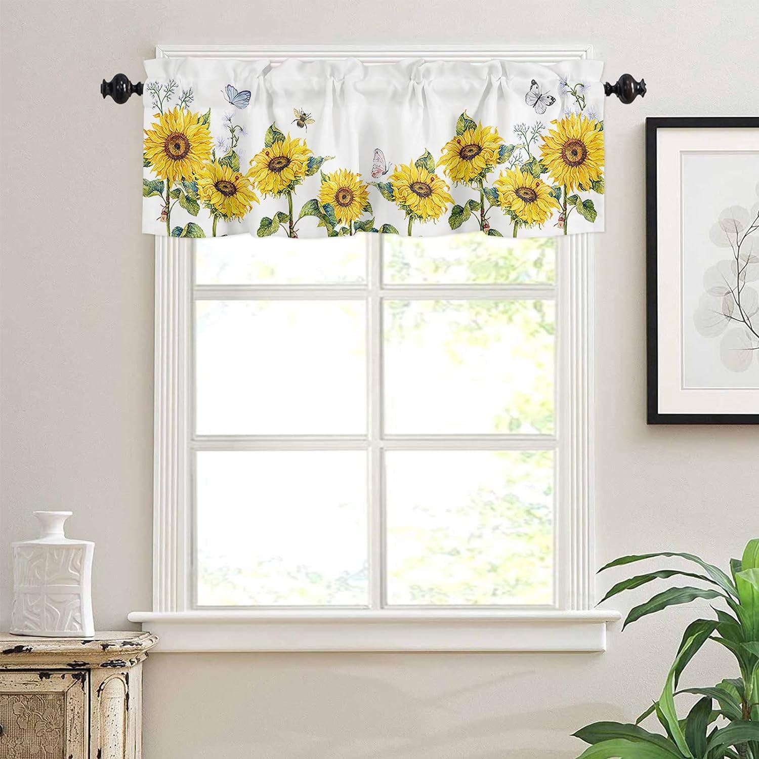 Valance Short Valance Curtain Short Kitchen Valance for Windows, Sunflower and ...