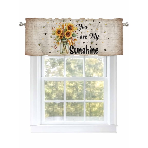 Valance Curtain Sunflower in Mason Jar Kitchen Curtain for Window You Are My Sunshine Rod Pocket Curtain Valance Window Treatment for Kitchen Bathroom Dining Room 1 Panel 54x18inch