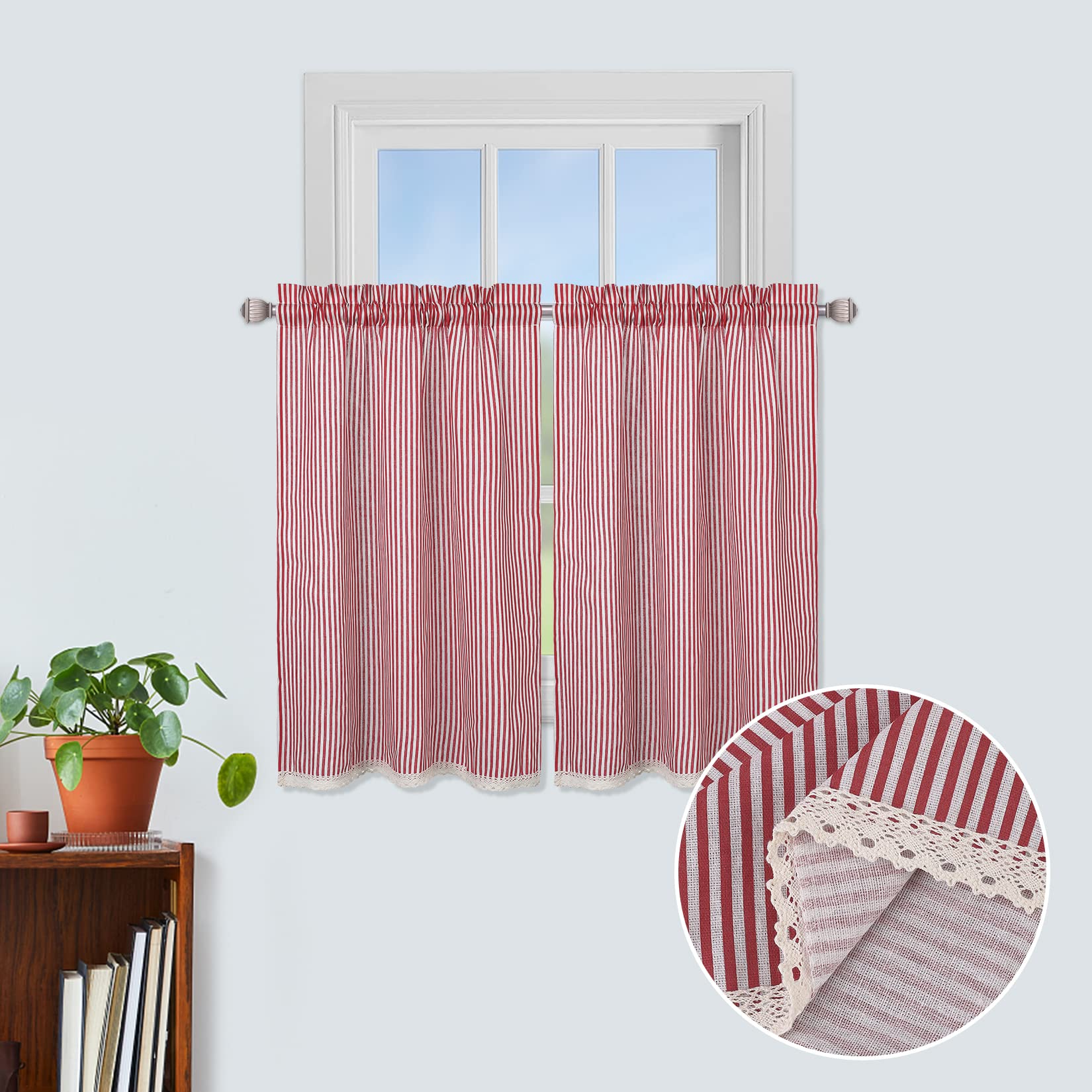 Valance Curtain Textured Striped Pattern Valance 1 Panel Rod Pocket ...