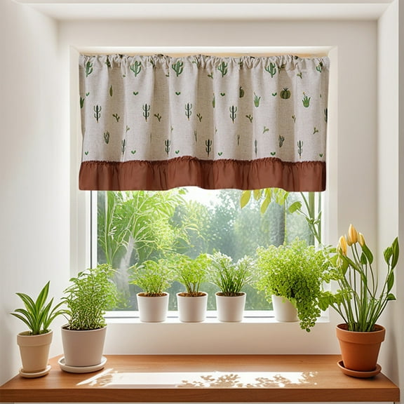 Valance Curtains For Kitchen Window Light Blocking Short Rod Pocket Curtain Panels For Small Window Bathroom Basement Multicolor L
