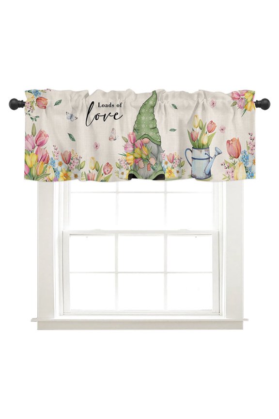 Valance Curtains for Kitchen Window, Summer Tropical Lemon Rod Pocket Valances Window Treatments Buffalo Plaid Black White Short Curtains for Bedroom/ Living Room,54" X 18" -1 Panel