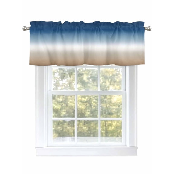 Valance Curtains for Kitchen Windows Blue to Brown Gradient OmbreRod Pocket Valance Watercolor Abstract ArtShort Window Curtain Topper for Bedroom Living Room Bathroom 42x12in,1&nbsp;Panel