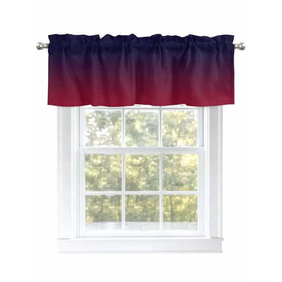 Valance Curtains for Kitchen Windows Burgundy Red Gradient OmbreRod Pocket Valance Dark Maroon Shadow Short Window Curtain Topper for Bedroom Living Room Bathroom 42x12in