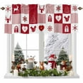 thumbnail image 1 of Valance Curtains for Kitchen Windows Christams Elks Pine and SnowflakesRod Pocket Valance Farm Red and White LatticeShort Window Curtain Topper for Bedroom Living Room Bathroom 54x18in, 1 of 7