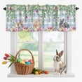 thumbnail image 1 of Valance Curtains for Kitchen Windows Easter Bunnies Colored Eggs Rod Pocket Valance Flowers Daisy Blue Plaid Short Window Curtain Topper for Bedroom Living Room Bathroom 54x18in,1&nbsp;Panel, 1 of 9