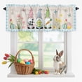 thumbnail image 1 of Valance Curtains for Kitchen Windows Easter Dwarfs with Egg Bunny Carrot Rod Pocket Valance Flower on Linen and Blue Checker Short Window Curtain Topper for Bedroom Living Room 54x18in,1&nbsp;Panel, 1 of 9