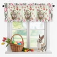 thumbnail image 1 of Valance Curtains for Kitchen Windows Easter Watercolor Egg Cute Rabbit Rod Pocket Valance Spring Tulip Floral Leaves Short Window Curtain Topper for Bedroom Living Room Bathroom 42x12in,1&nbsp;Panel, 1 of 9