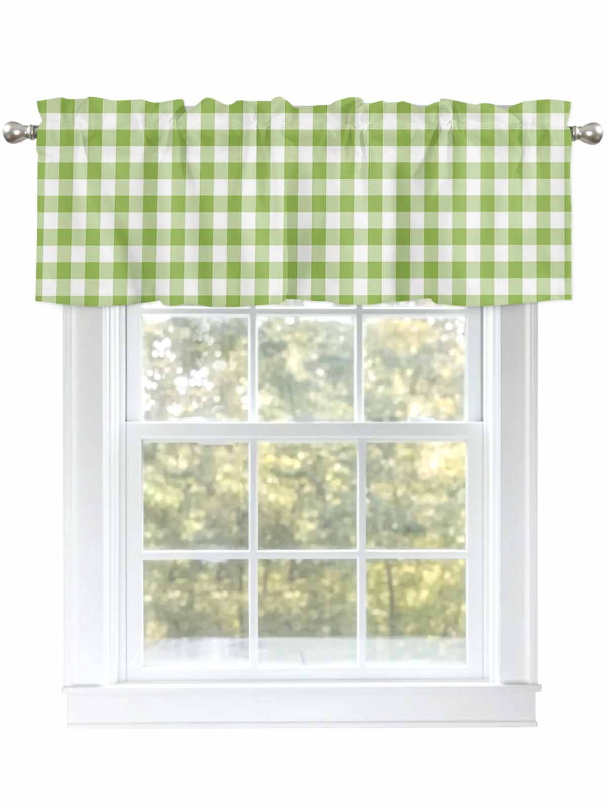 Valance Curtains for Kitchen Windows Farmhouse Plaid DesignRod Pocket ...