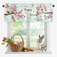 thumbnail image 1 of Valance Curtains for Kitchen Windows Gnome on Cherry Tree Branch Rod Pocket Valance Easter Flower Rabbit Egg Short Window Curtain Topper for Bedroom Living Room Bathroom 42x12in,1&nbsp;Panel, 1 of 9