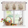 thumbnail image 1 of Valance Curtains for Kitchen Windows Happy Easter Cute Bunny Egg Rod Pocket Valance Spring Floral Purple Grid on Flax Short Window Curtain Topper for Bedroom Living Room Bathroom 54x18in,1&nbsp;Panel, 1 of 9