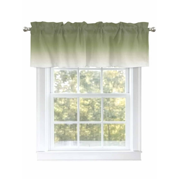 Valance Curtains for Kitchen Windows Sage Green Gradient OmbreRod Pocket Valance Solid Color BackgroundShort Window Curtain Topper for Bedroom Living Room Bathroom 54x18in,1&nbsp;Panel
