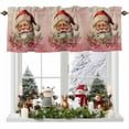 thumbnail image 1 of Valance Curtains for Kitchen Windows Santa Claus Red Christmas Hat Bow LeavesRod Pocket Valance Pink Gradient Retro LinenShort Window Curtain Topper for Bedroom Living Room Bathroom 42x12in, 1 of 7