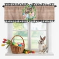thumbnail image 1 of Valance Curtains for Kitchen Windows Spring Flower Green Leaf Rod Pocket Valance Easter Egg Wood Board Buffalo Check Short Window Curtain Topper for Bedroom Living Room Bathroom 42x12in,1&nbsp;Panel, 1 of 9