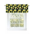 thumbnail image 1 of Valance Curtains for Kitchen Windows Summer Lemon Fruit FloralRod Pocket Valance Yellow on Black Short Window Curtain Topper for Bedroom Living Room Bathroom 54x18in, 1 of 9