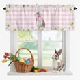 thumbnail image 1 of Valance Curtains for Kitchen Windows Watercolor Easter Rabbit Daisy Rod Pocket Valance Pink Checkered Plaid Short Window Curtain Topper for Bedroom Living Room Bathroom 54x18in,1&nbsp;Panel, 1 of 9