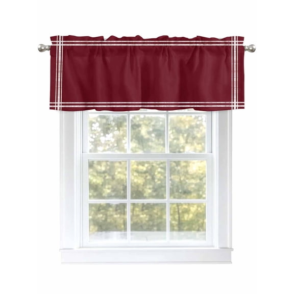 Valance Curtains for Kitchen Windows Wine Red Dark MaroonRod Pocket Valance Burgundy Red Short Window Curtain Topper for Bedroom Living Room Bathroom 54x18in