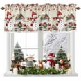 thumbnail image 1 of Valance Curtains for Kitchen Windows Xmas Snowman Bell PoinsettiaRod Pocket Valance Farm Truck Vintage LetterShort Window Curtain Topper for Bedroom Living Room Bathroom 54x18in, 1 of 7