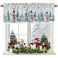 thumbnail image 1 of Valance Curtains for Kitchen Windows Xmas Snowman Silver Pine Tree StarRod Pocket Valance Winter Snowflake Xmas BallShort Window Curtain Topper for Bedroom Living Room Bathroom 42x12in, 1 of 7