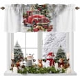 thumbnail image 1 of Valance Curtains for Kitchen Windows Xmas Tree Farm Red Truck DogRod Pocket Valance Winter Holly Berries White SnowflakesShort Window Curtain Topper for Bedroom Living Room Bathroom 42x12in, 1 of 7