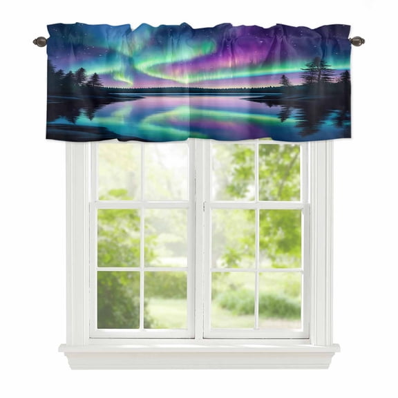 Valance Curtains for Windows Aurora Photography Kitchen Curtians Window Treatment Modern Art Topper Curtain Rod Pocket Valances for Kitchen Bathroom Living Room 42x12in