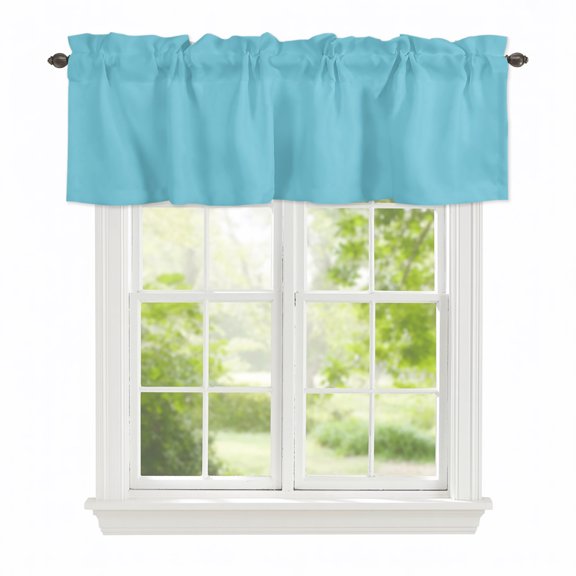 Valance Curtains for Windows Azure Kitchen Curtians Window Treatment Modern Solid Color Topper Curtain Rod Pocket Valances for Kitchen Bathroom Living Room 42x12in
