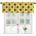 thumbnail image 1 of Valance Curtains for Windows,Cute Bees and Sunflowers Semi Sheer Curtain Valance,Sunflower on Checkered Window Valance Curtains,Short Rod Pocket Window Treatment for Kitchen Living Room 54"x18", 1 of 6