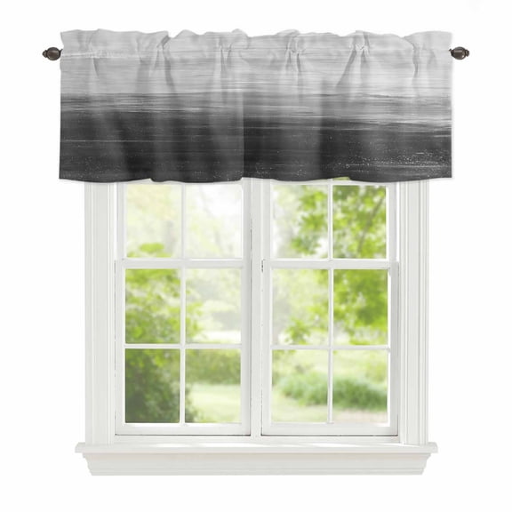 Valance Curtains for Windows Gradient Grey Kitchen Curtians Window Treatment Oil Painting Texture Topper Curtain Rod Pocket Valances for Kitchen Bathroom Living Room 60x18in