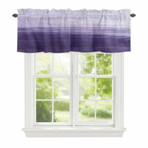 Valance Curtains for Windows Gradient Purple Kitchen Curtians Window Treatment Oil Painting Texture Topper Curtain Rod Pocket Valances for Kitchen Bathroom Living Room 54x18in