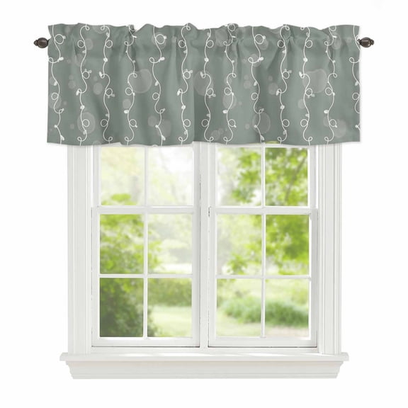 Valance Curtains for Windows Green Abstract Lines Kitchen Curtians Window Treatment Twist Modern Starry Lights Topper Curtain Rod Pocket Valances for Kitchen Bathroom Living Room 42x12in