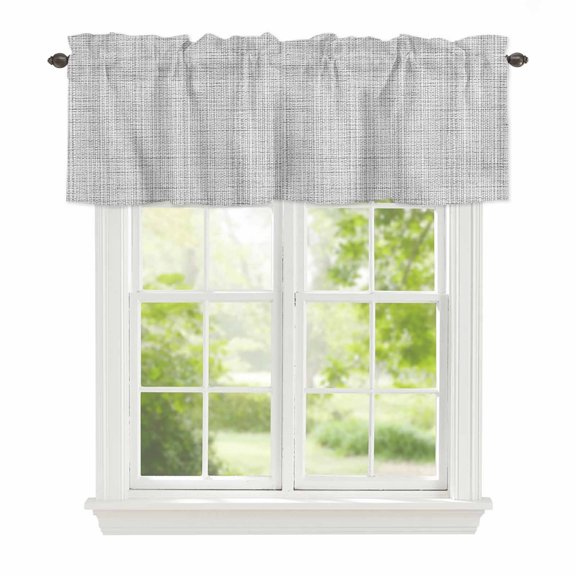 Valance Curtains for Windows Grey Linen Texture Kitchen Curtians Window Treatment Solid Color Topper Curtain Rod Pocket Valances for Kitchen Bathroom Living Room 42x12in