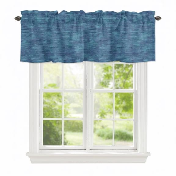Valance Curtains for Windows Indigo Linen Weave Kitchen Curtians Window Treatment Solid Color Texture Topper Curtain Rod Pocket Valances for Kitchen Bathroom Living Room 42x12in