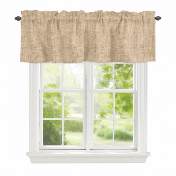 Valance Curtains for Windows Khaki Linen Texture Kitchen Curtians Window Treatment Grain Solid Color Topper Curtain Rod Pocket Valances for Kitchen Bathroom Living Room 42x12in