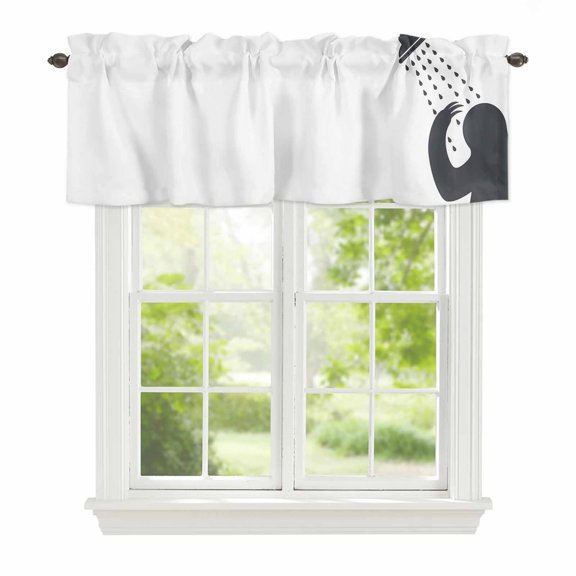 Valance Curtains for Windows Lazy Sloth Shower Kitchen Curtians Window Treatment Funny Animal Shadow Topper Curtain Rod Pocket Valances for Kitchen Bathroom Living Room 42x12in