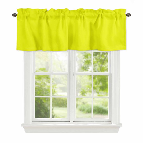 Valance Curtains for Windows Lemon Yellow Kitchen Curtians Window Treatment Gradient Gradual Color Topper Curtain Rod Pocket Valances for Kitchen Bathroom Living Room 42x12in