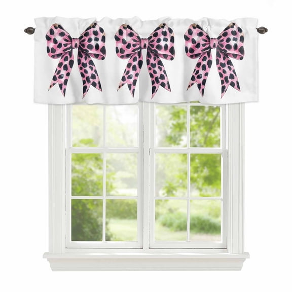 Valance Curtains for Windows Leopard Print Bow Kitchen Curtians Window Treatment Modern Style Topper Curtain Rod Pocket Valances for Kitchen Bathroom Living Room 60x18in